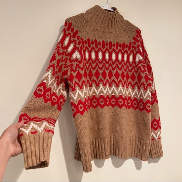 Vineyard Vines Wool Blend Knit Argyle Relaxed Holiday Winter Turtleneck Sweater - Picture 3 of 6